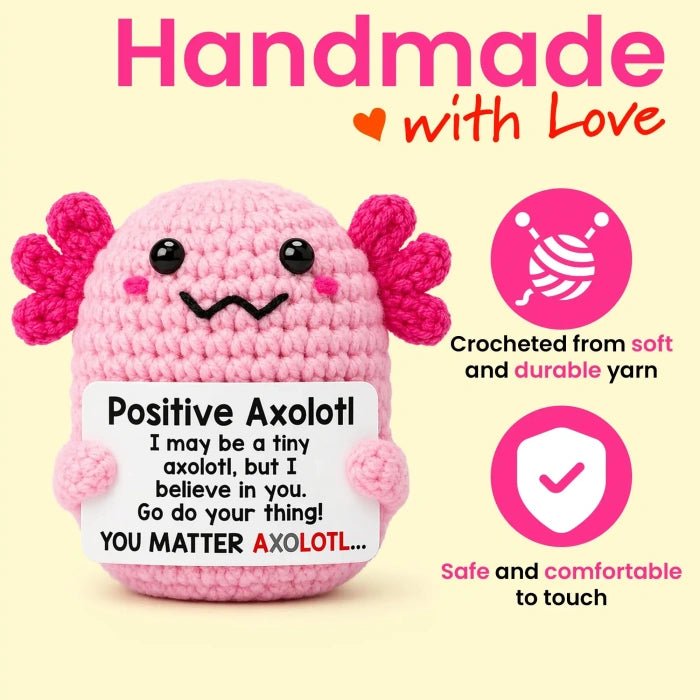 Handmade Crochet Positive Animal Plush with Inspirational Message Card