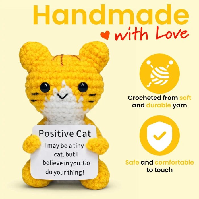 Handmade Crochet Positive Animal Plush with Inspirational Message Card