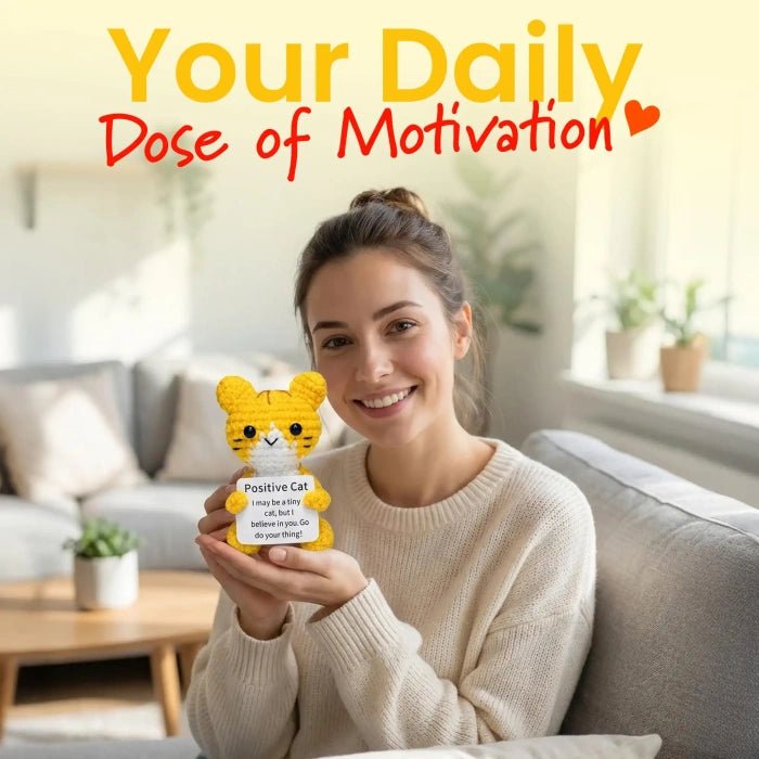 Handmade Crochet Positive Animal Plush with Inspirational Message Card