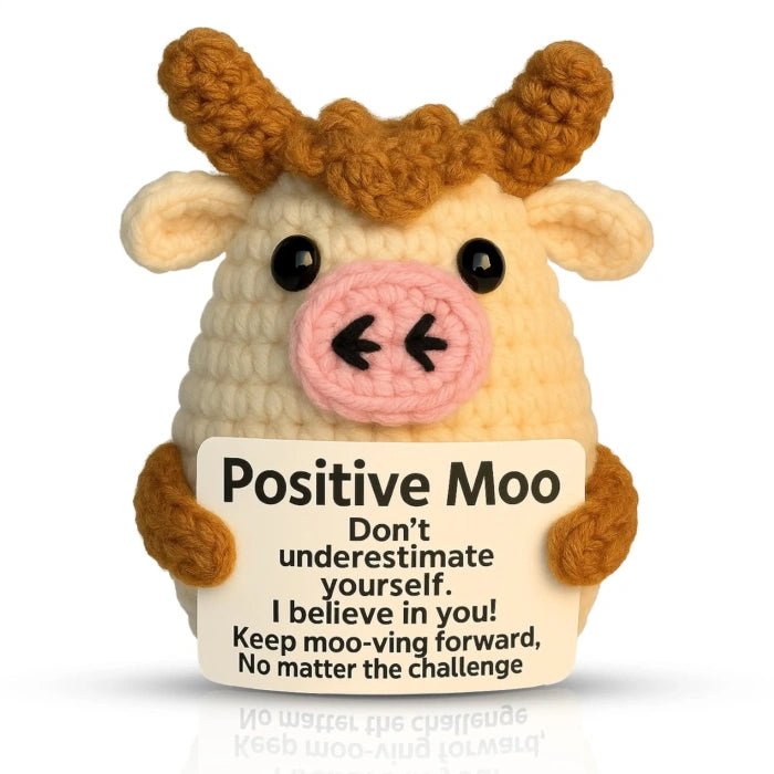 Handmade Crochet Positive Animal Plush with Inspirational Message Card