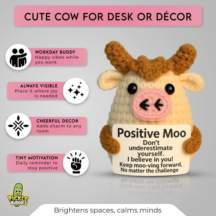 Handmade Crochet Positive Animal Plush with Inspirational Message Card