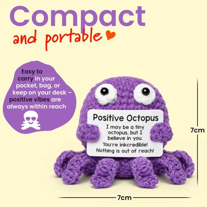 Handmade Crochet Positive Animal Plush with Inspirational Message Card