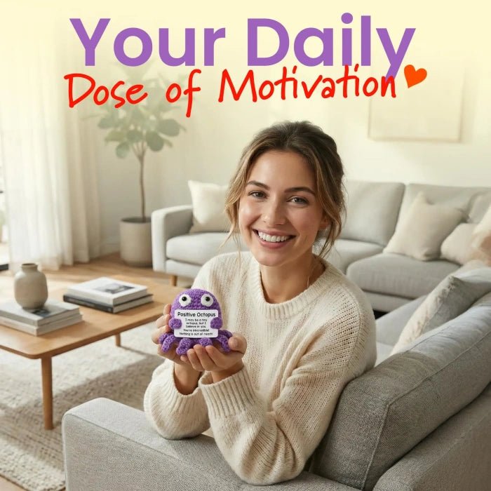 Handmade Crochet Positive Animal Plush with Inspirational Message Card