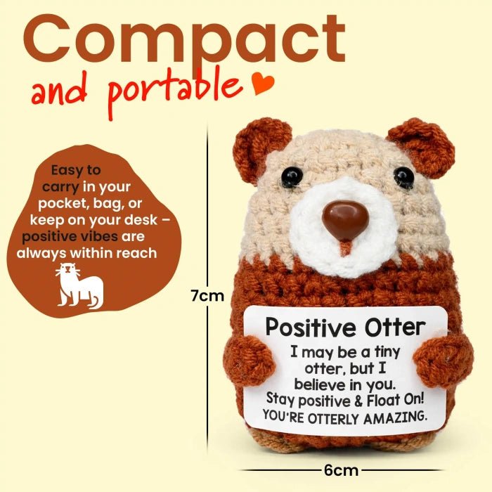 Handmade Crochet Positive Animal Plush with Inspirational Message Card