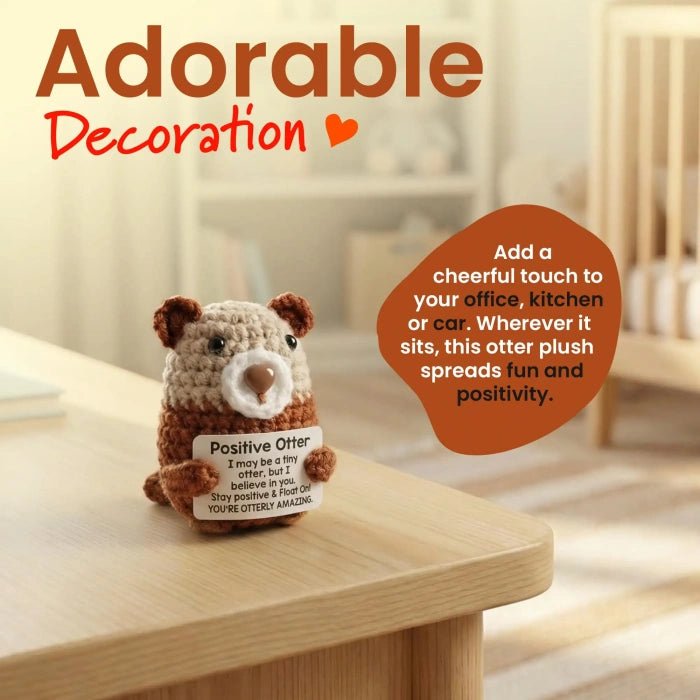 Handmade Crochet Positive Animal Plush with Inspirational Message Card