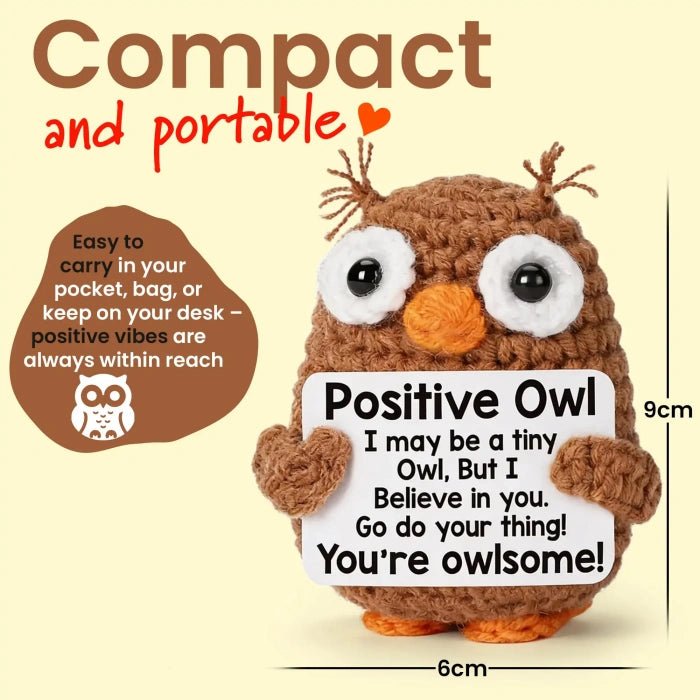 Handmade Crochet Positive Animal Plush with Inspirational Message Card