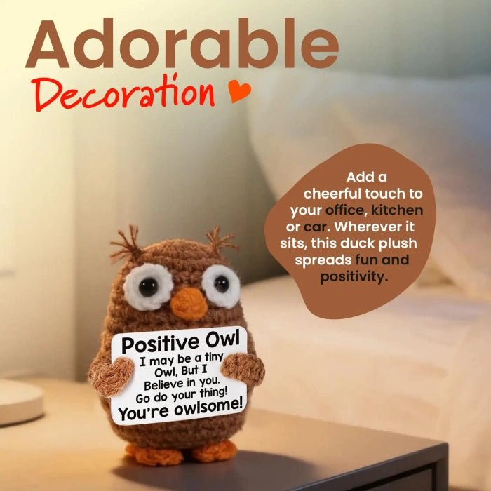 Handmade Crochet Positive Animal Plush with Inspirational Message Card