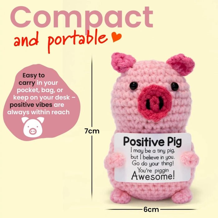 Handmade Crochet Positive Animal Plush with Inspirational Message Card