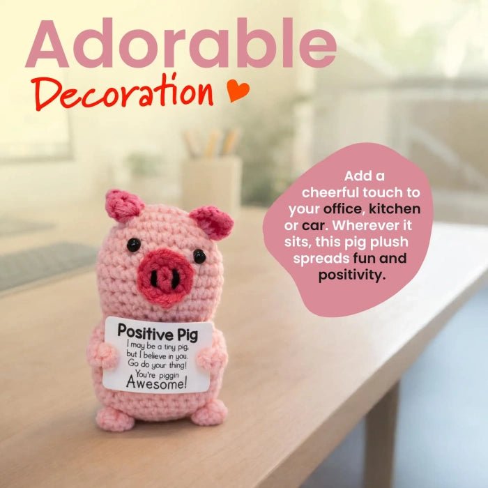 Handmade Crochet Positive Animal Plush with Inspirational Message Card