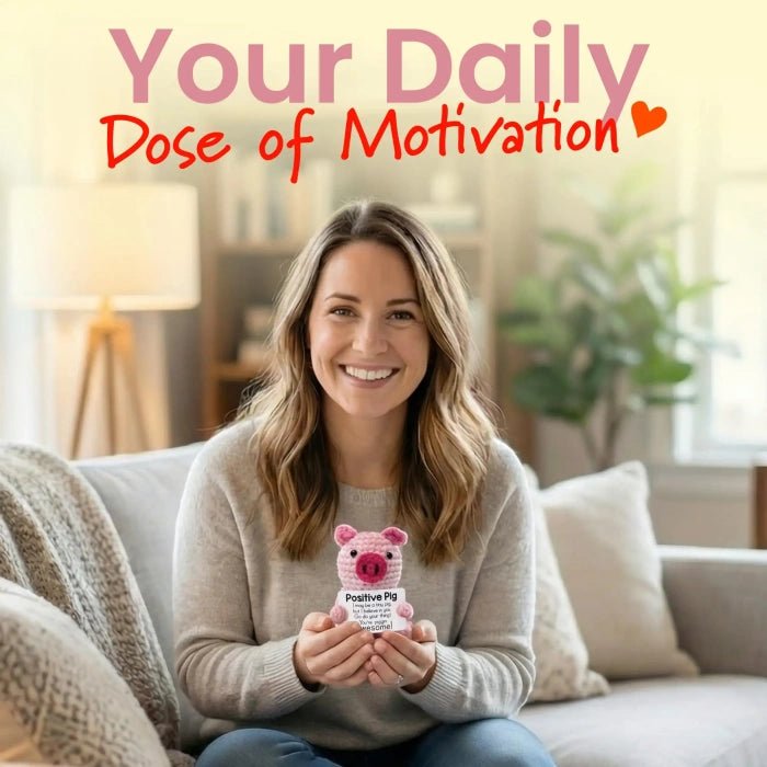 Handmade Crochet Positive Animal Plush with Inspirational Message Card