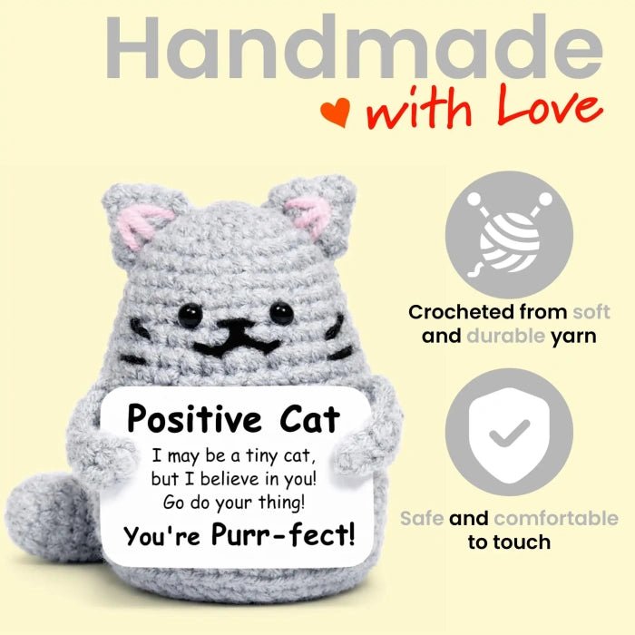 Handmade Crochet Positive Animal Plush with Inspirational Message Card