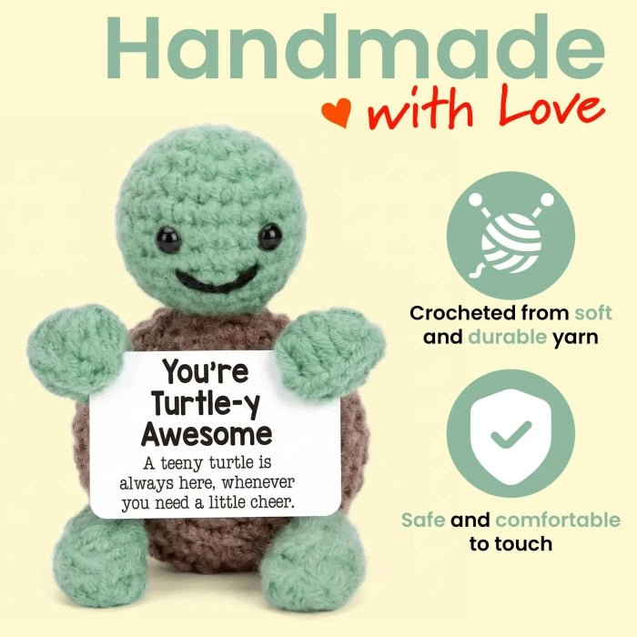 Handmade Crochet Positive Animal Plush with Inspirational Message Card