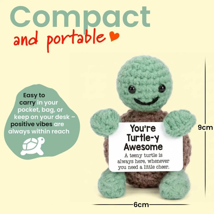 Handmade Crochet Positive Animal Plush with Inspirational Message Card