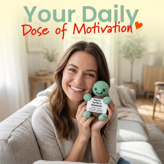Handmade Crochet Positive Animal Plush with Inspirational Message Card