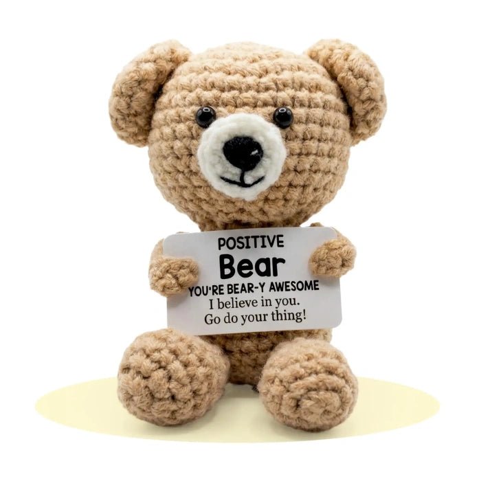 Handmade Crochet Positive Animal Plush with Inspirational Message Card