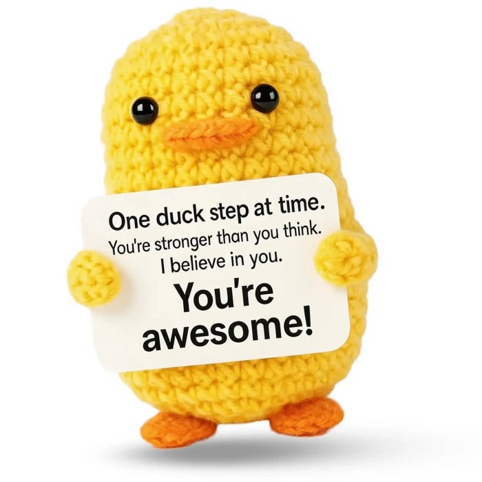 Handmade Crochet Positive Animal Plush with Inspirational Message Card