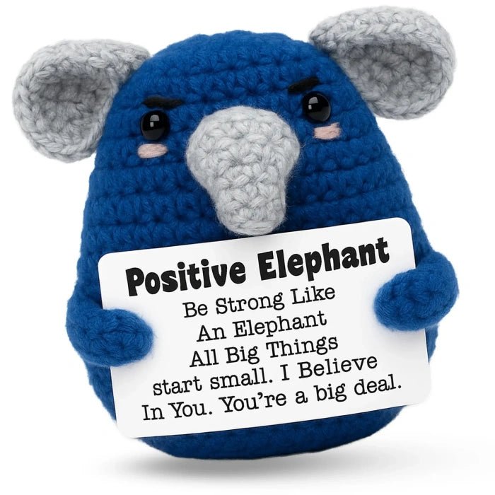 Handmade Crochet Positive Animal Plush with Inspirational Message Card