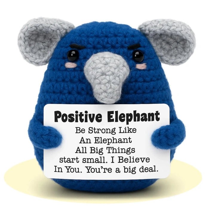 Handmade Crochet Positive Animal Plush with Inspirational Message Card