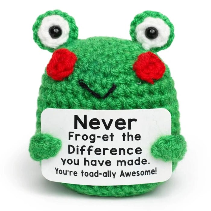 Handmade Crochet Positive Animal Plush with Inspirational Message Card