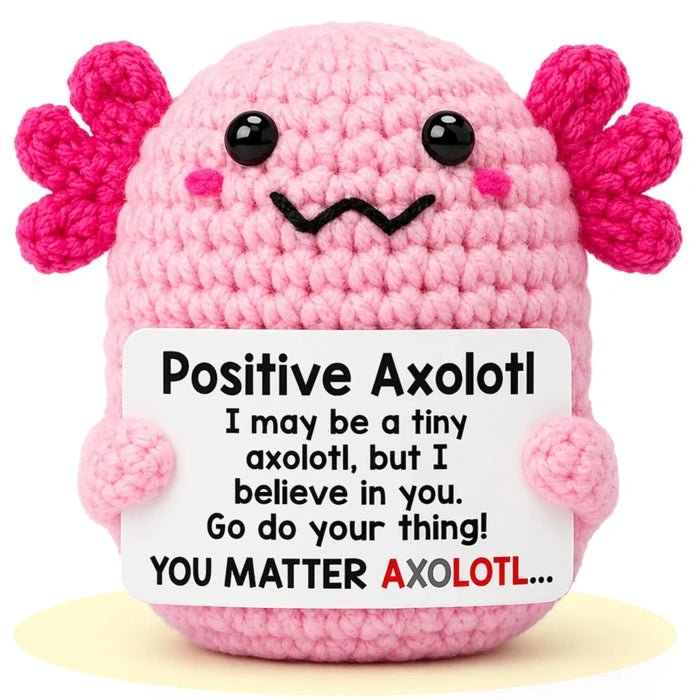 Handmade Crochet Positive Animal Plush with Inspirational Message Card