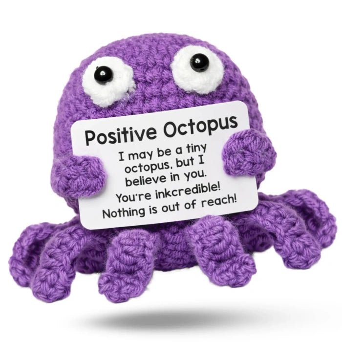 Handmade Crochet Positive Animal Plush with Inspirational Message Card