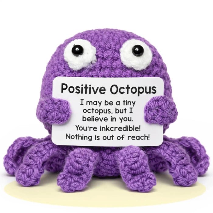 Handmade Crochet Positive Animal Plush with Inspirational Message Card