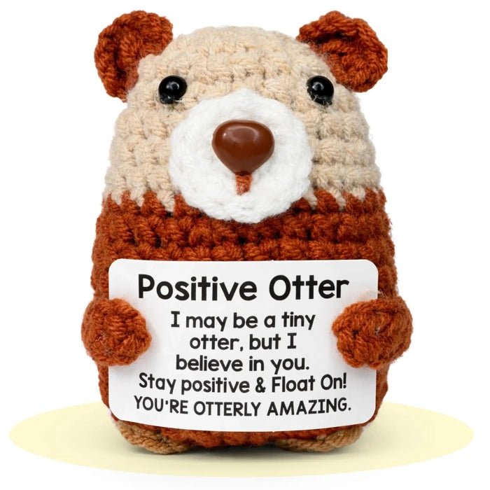 Handmade Crochet Positive Animal Plush with Inspirational Message Card