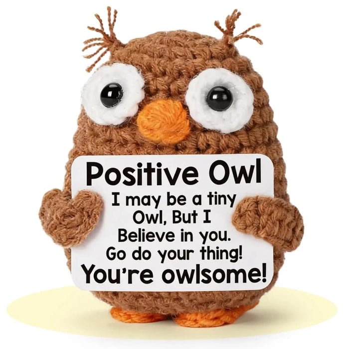 Handmade Crochet Positive Animal Plush with Inspirational Message Card