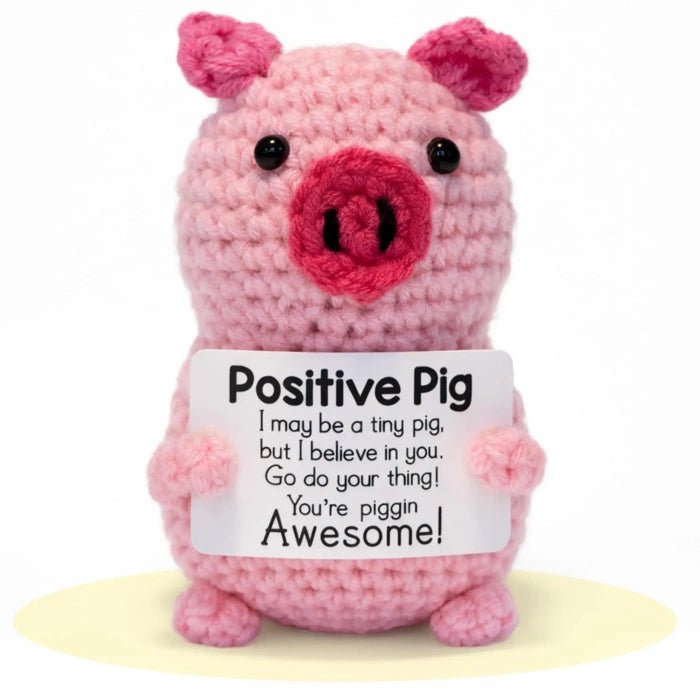 Handmade Crochet Positive Animal Plush with Inspirational Message Card