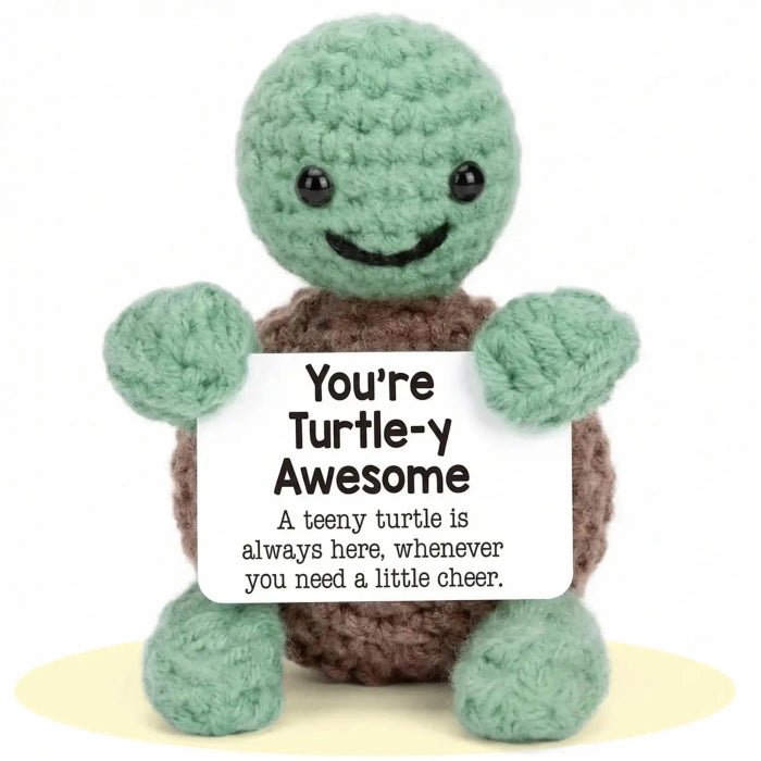 Handmade Crochet Positive Animal Plush with Inspirational Message Card