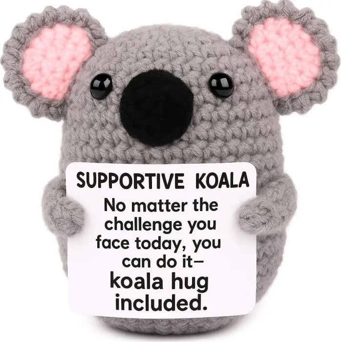 Handmade Crochet Positive Animal Plush with Inspirational Message Card