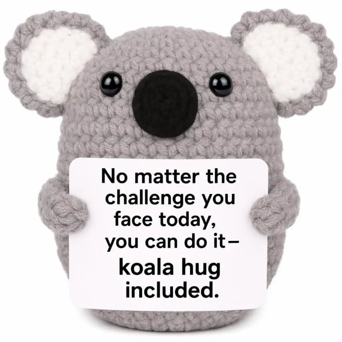 Handmade Crochet Positive Animal Plush with Inspirational Message Card
