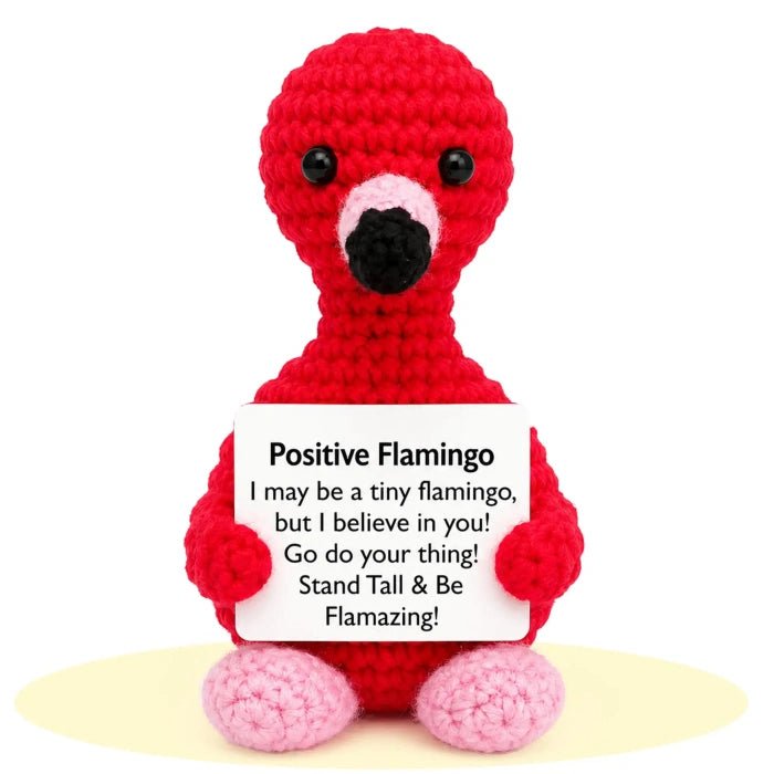 Handmade Crochet Positive Animal Plush with Inspirational Message Card