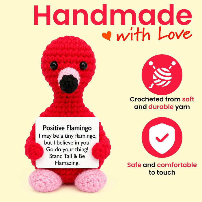 Handmade Crochet Positive Animal Plush with Inspirational Message Card