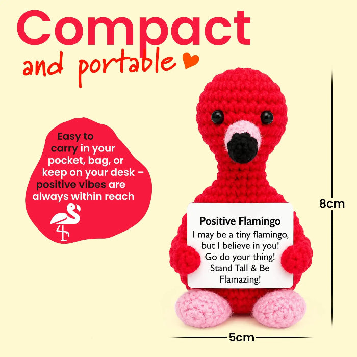 Handmade Crochet Positive Animal Plush with Inspirational Message Card