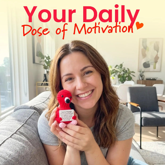 Handmade Crochet Positive Animal Plush with Inspirational Message Card