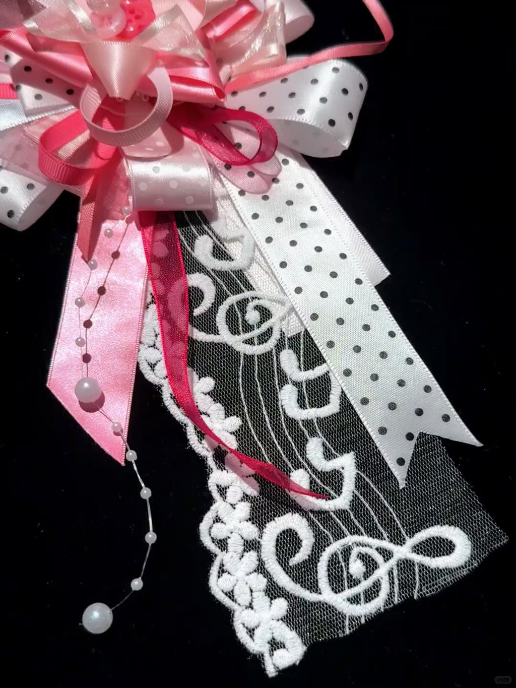Music Note Lace Handmade Pearl Corsage Pin